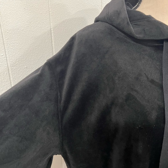 Calvin Klein velour black hoodie dress sweatshirt size L - Picture 8 of 13